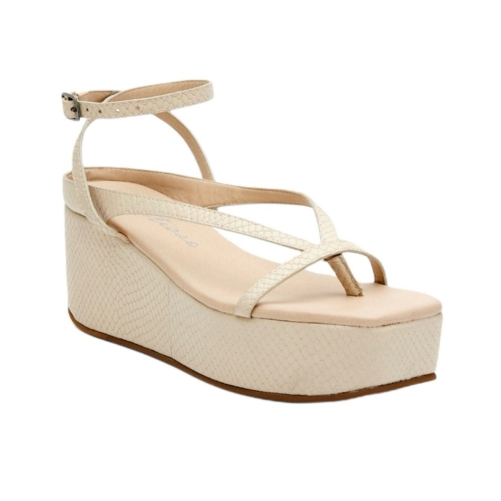 Matisse Eternal Leather Platform Sandal - Faux Snake Leather - Ivory - Size 6M